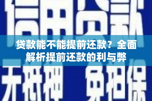 禄劝贷款能不能提前还款？全面解析提前还款的利与弊