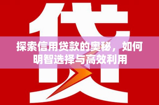 禄劝探索信用贷款的奥秘，如何明智选择与高效利用